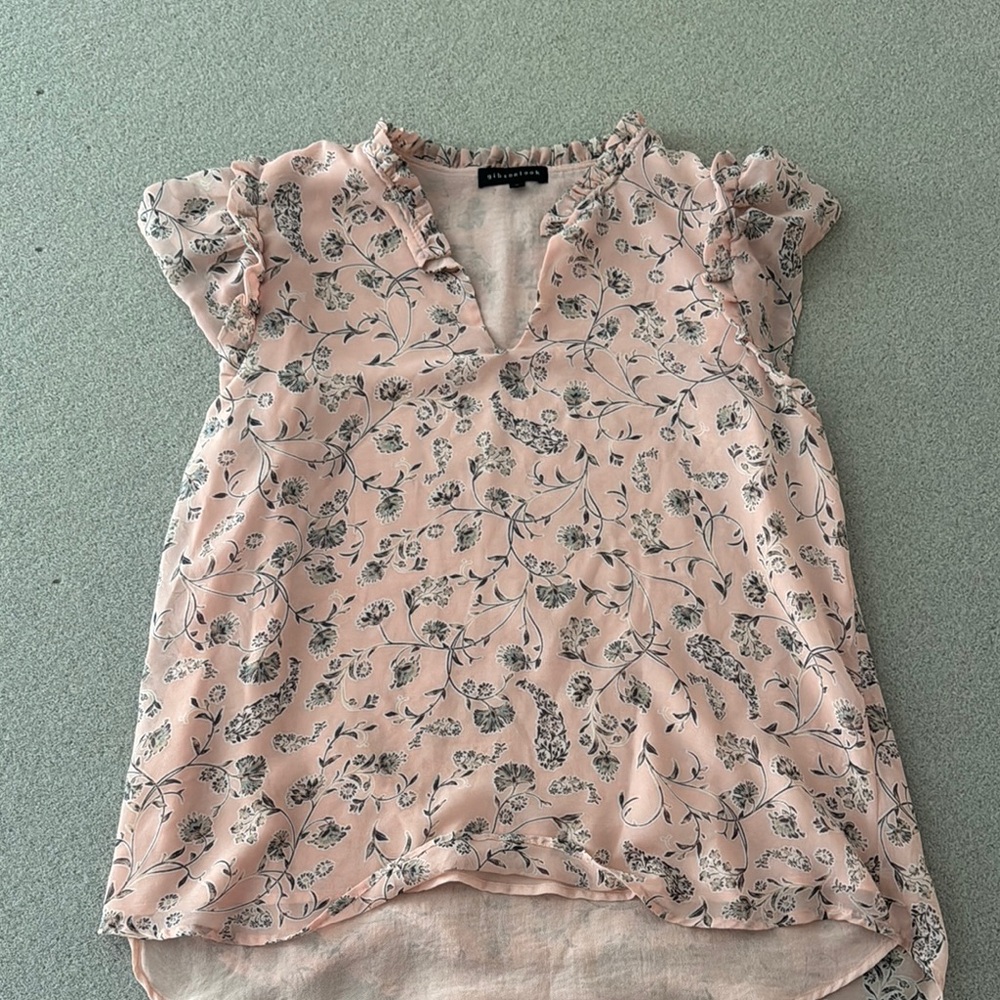 Gibson look Floral Pink Top large